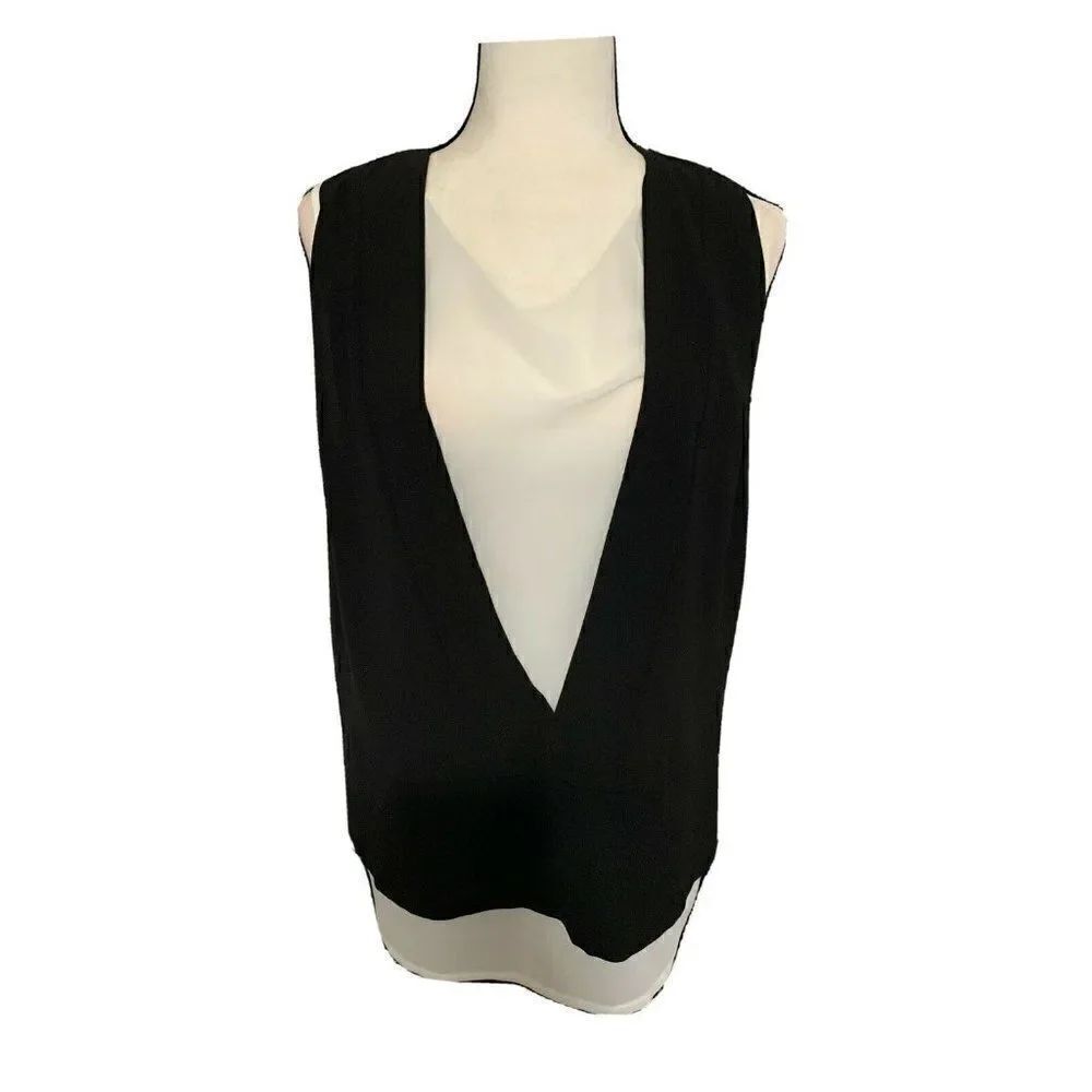 zara wb collection womens black white tank top blouse large